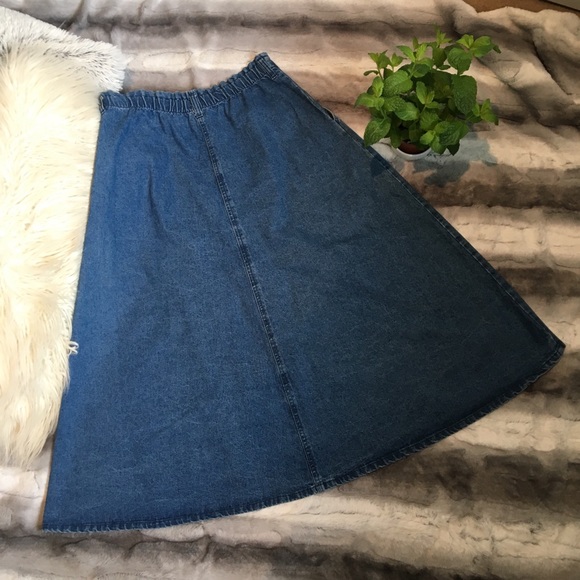 Vintage Jean Midi Button Skirt - Picture 5 of 7